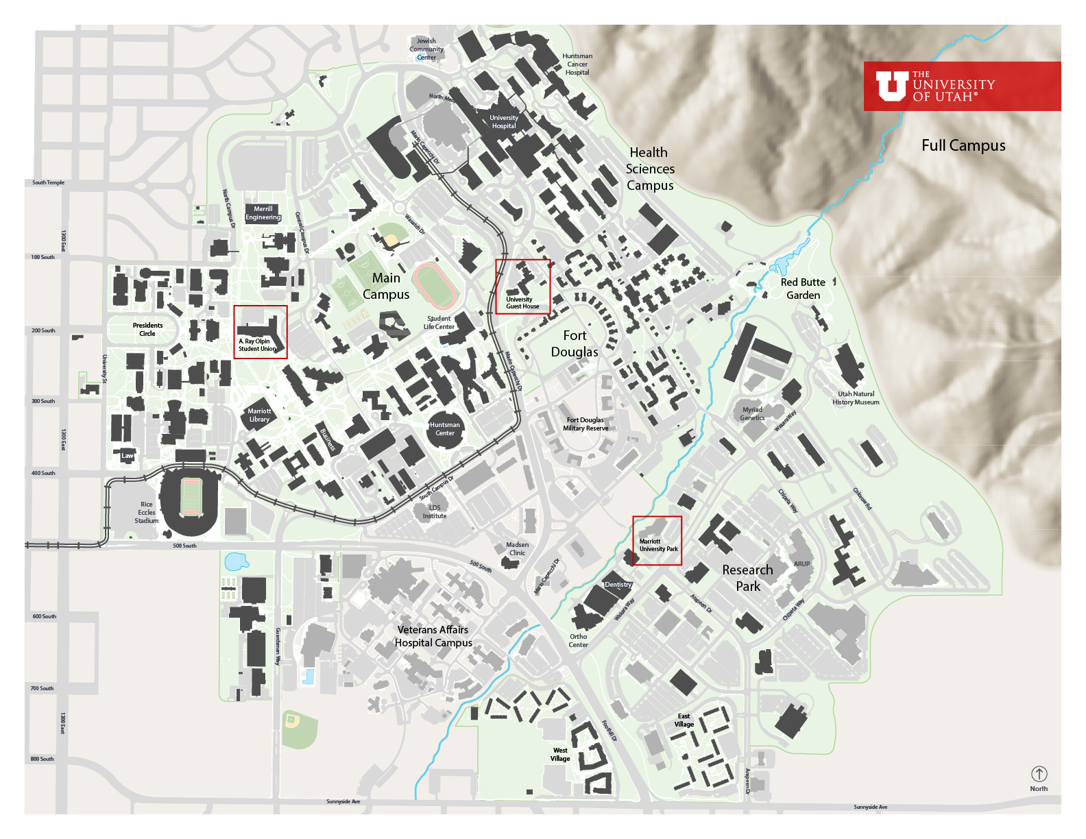 Map of the campus of the University of Utah